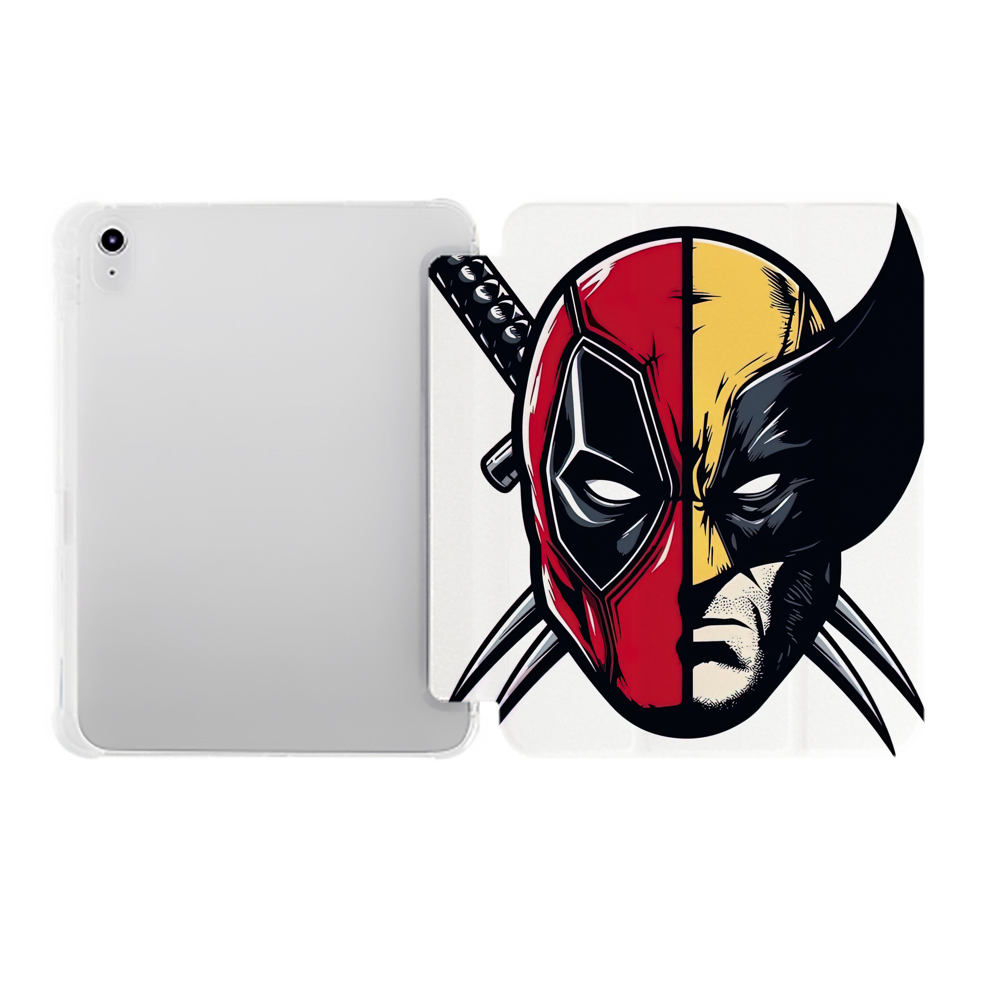 （画像用） Deadpool デッドプール IPad ケース ペン収納付き 三つ折りスタンド PUレザー×シリコン 対応機種9.5/10.5/10.9インチ